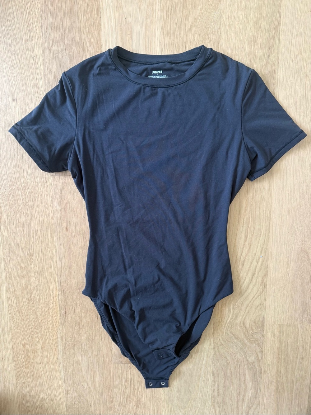 SKIMS Black Short-Sleeve Bodysuit Tee